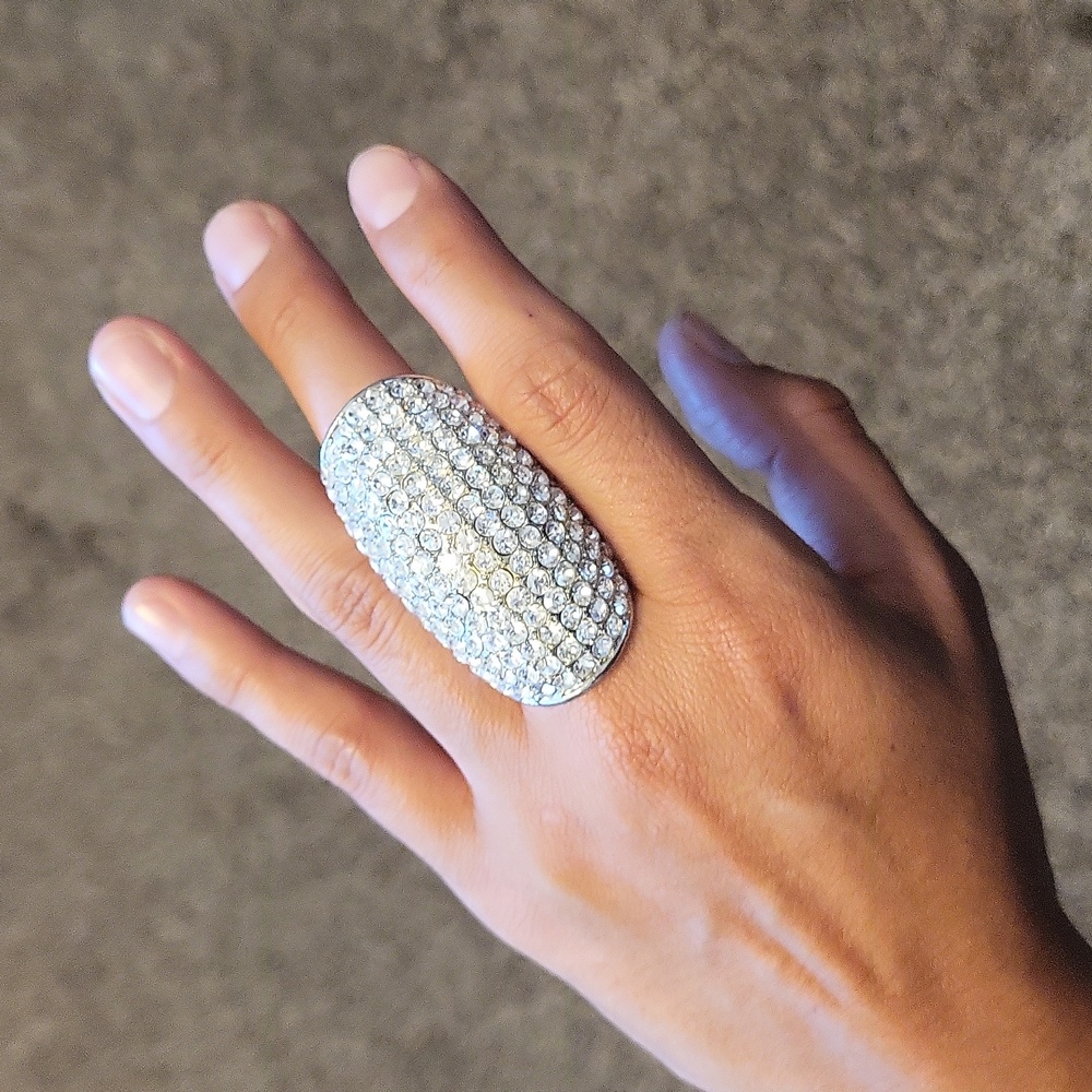 Multi Row Dome Silver & Zirconia Ring